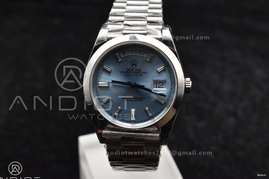 A2836 Weight Bracelet GSF Gain SS DayDate Blue Crystal On 40 Iced President Dial 0403